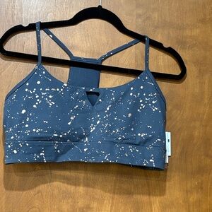 Jessica Simpson Navy and White Splatter Sports Bra